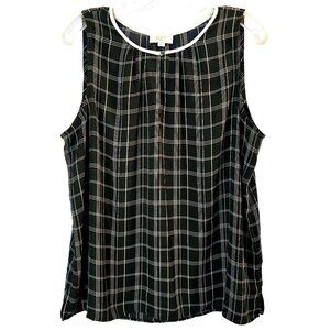 🖤 LOFT Women's Sleeveless Blouse – Black & White - Size XL